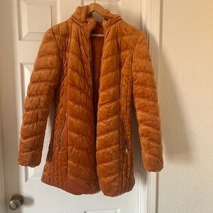 Women's Reversible Faux Fur Quilted Orange Coat